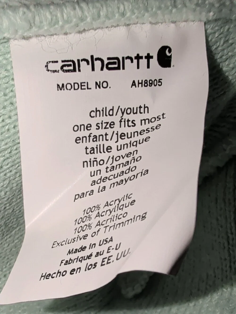 Carhartt® A18 Ribbed Knit Beanie, Kids Poodle Beanie, Sage New